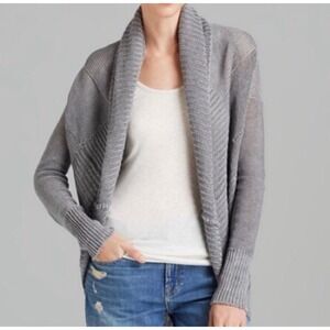 Vince NWOT Grey Shawl Collar Cocoon Circle Open Front Knit Cardigan Medium